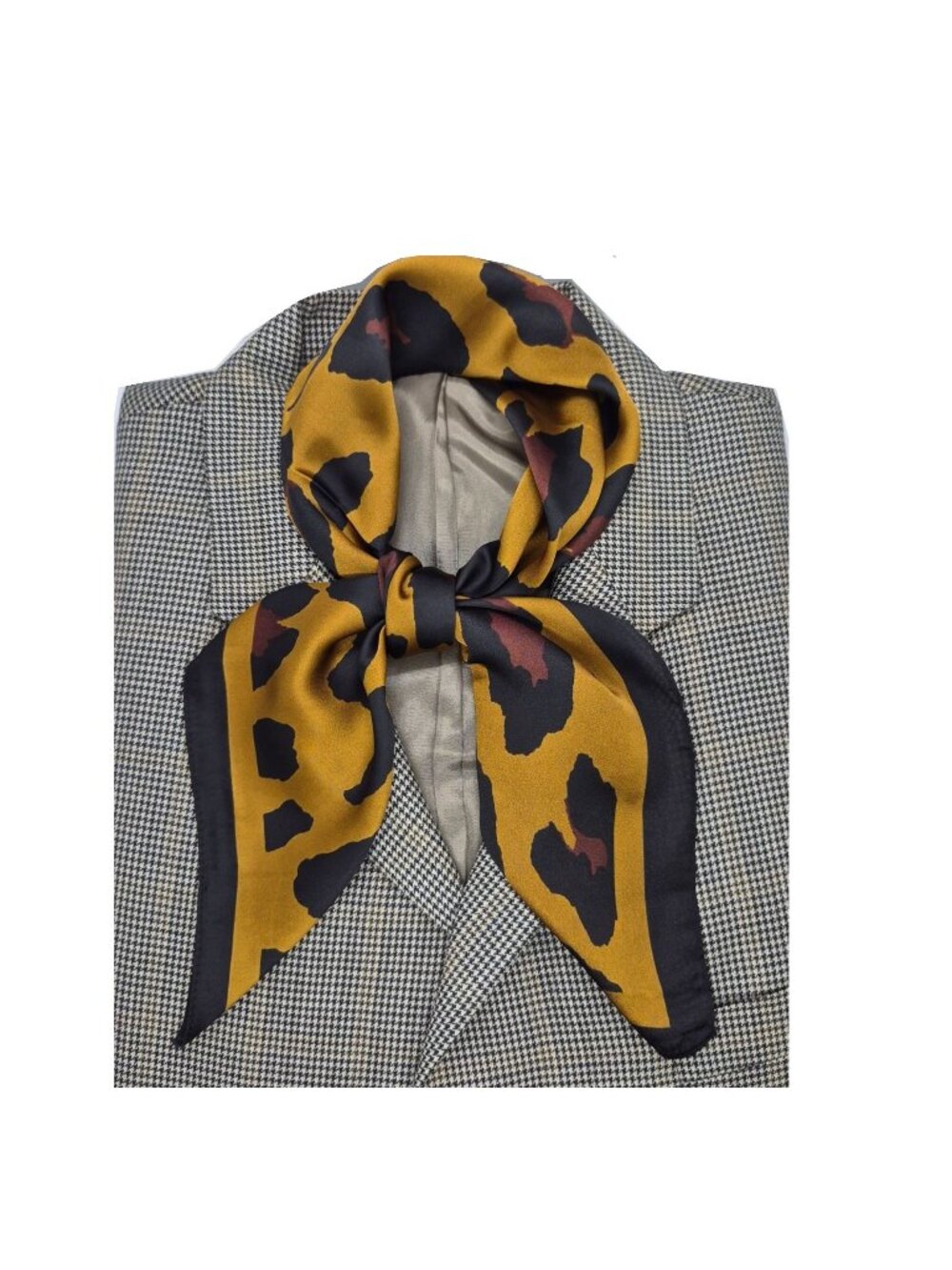 Elegant Bandana Square Scarf Silky Satin Soft Leopard Animal Print cheetah Brown